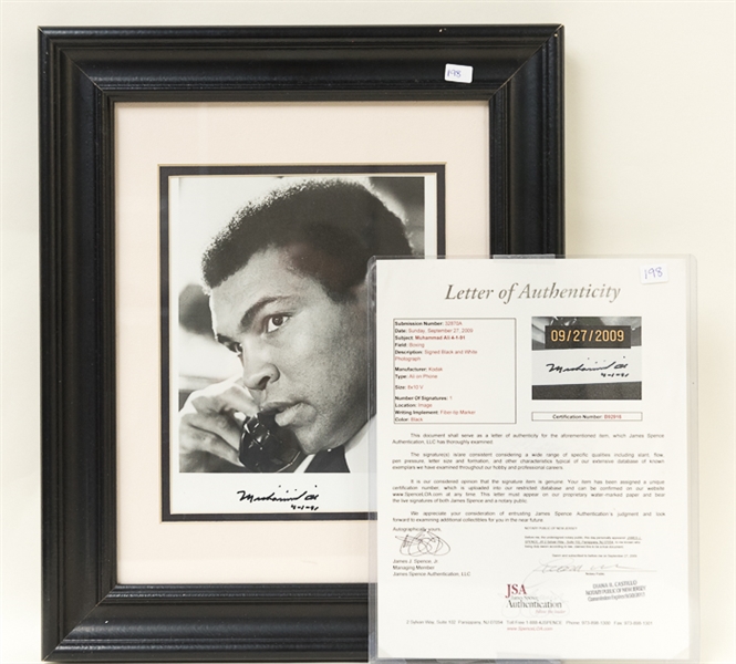  Muhammad Ali Signed 8x10 B&W Photograph - Overall Framed Dimension of 15 x 18 - JSA LOA