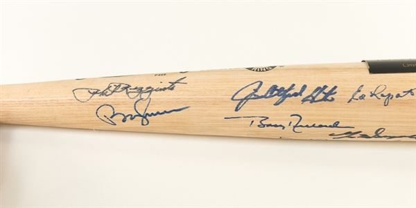 New York Yankees Legends Signed Baseball Bat - 20 autos (w/ Slaughter, Rizzuto, Hunter, Richardson, Bauer, Dent, Mize, +)