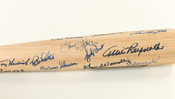 New York Yankees Legends Signed Baseball Bat - 20 autos (w/ Slaughter, Rizzuto, Hunter, Richardson, Bauer, Dent, Mize, +)