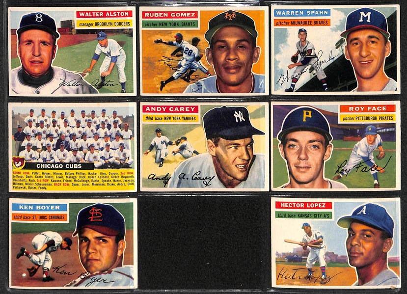 1956 Topps Baseball Almost Complete Set w/ SGC 3 Mickey Mantle - Includes 327 of 340 Cards Plus Both Checklists