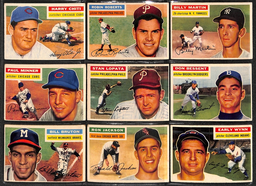 1956 Topps Baseball Almost Complete Set w/ SGC 3 Mickey Mantle - Includes 327 of 340 Cards Plus Both Checklists