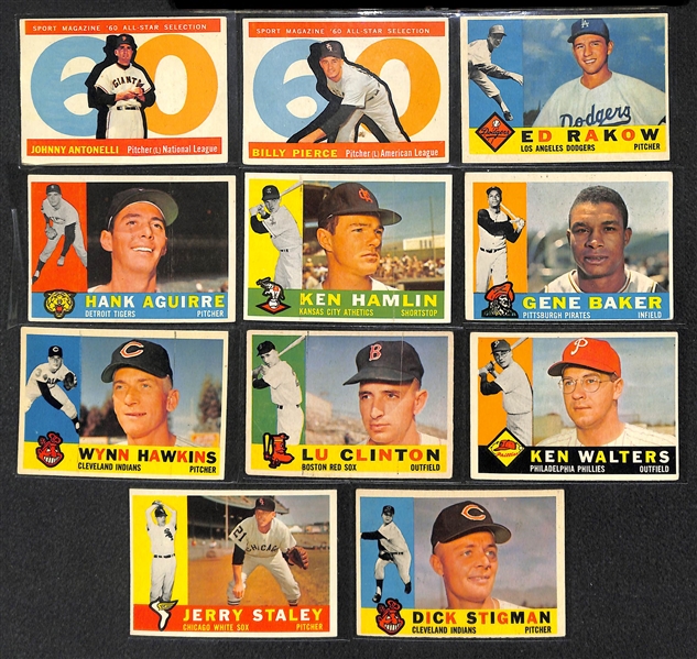 1960 Topps Baseball Partial Set - Includes 372 of 572 Cards - w. Koufax & Musial