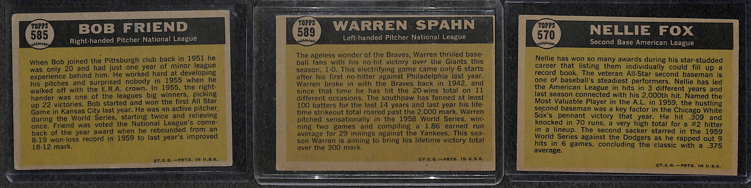1961 Topps Baseball Near Complete Set - Includes 542 of 589 Cards - w. Hank Aaron & Carl Yastrzemski