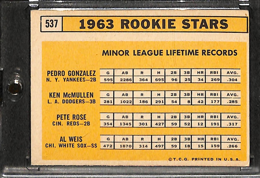 1963 Topps Pete Rose Rookie Card #537 BVG 5.0