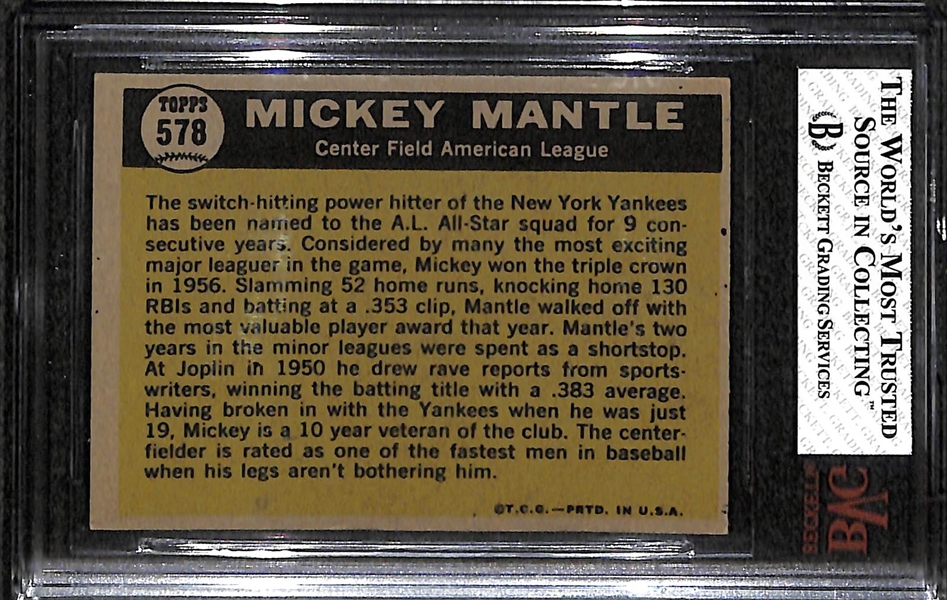1961 Topps #578 Mickey Mantle All-Star Graded BVG 7 (NM)