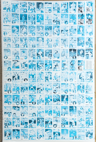 RARE Lot of 4 1983 Topps Baseball Uncut Sheets w. Boggs - Identical Sheets But Each at a Different Step in the Color Process - B/W, Cyan, Magenta, Yellow