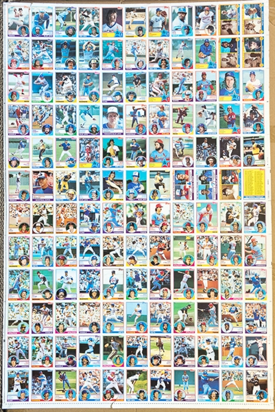 RARE Lot of 4 1983 Topps Baseball Uncut Sheets w. Boggs Rookie Card - Identical Sheets But Each at a Different Step in the Color Process - B/W, Cyan, Magenta, Yellow