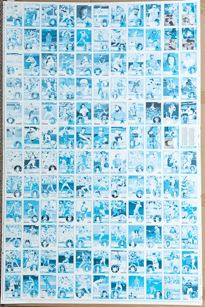 RARE Lot of 4 1983 Topps Baseball Uncut Sheets w. Boggs Rookie Card - Identical Sheets But Each at a Different Step in the Color Process - B/W, Cyan, Magenta, Yellow