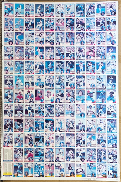 RARE Lot of 4 1983 Topps Baseball Uncut Sheets w. Nolan Ryan - Identical Sheets But Each at a Different Step in the Color Process - B/W, Cyan, Magenta, Yellow