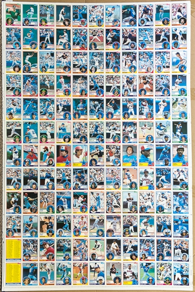 RARE Lot of 4 1983 Topps Baseball Uncut Sheets w. Nolan Ryan - Identical Sheets But Each at a Different Step in the Color Process - B/W, Cyan, Magenta, Yellow