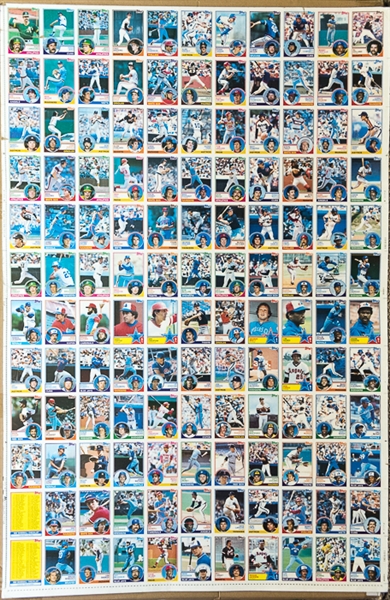 RARE Lot of 4 1983 Topps Baseball Uncut Sheets w. Nolan Ryan - Identical Sheets But (2) Cyan & (2) Full Processed