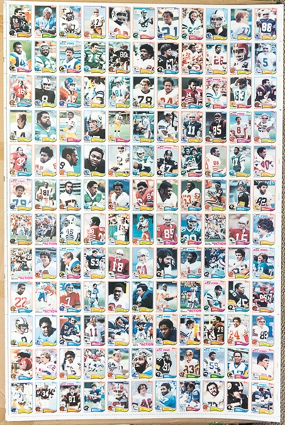 Lot of 4 - 1982 Topps Football Uncut Sheets - Makes a Complete Set of 528 Cards - w. Taylor RC