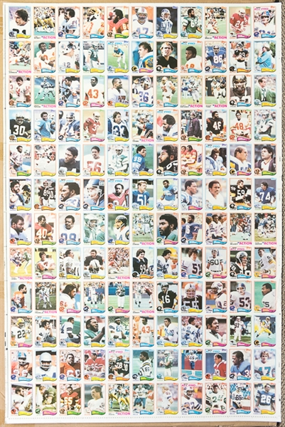 Lot of 4 - 1982 Topps Football Uncut Sheets - Makes a Complete Set of 528 Cards - w. Taylor RC
