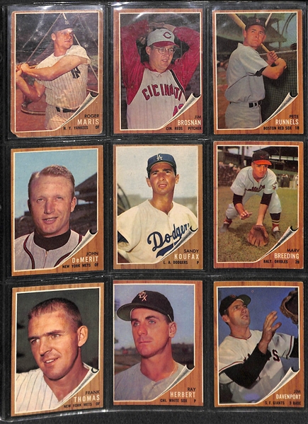 1962 Topps Baseball Near Complete Set - Includes 592 of 598 Cards - Plus 59 Green Tint Cards 