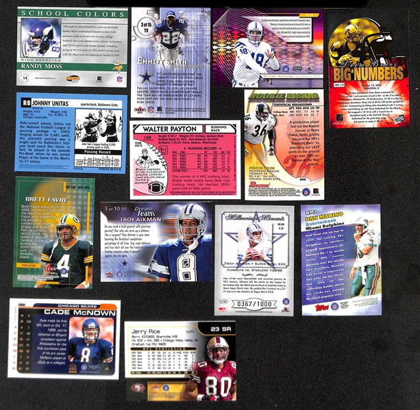 Lot of Approx. 400 Football Star, Insert, & Rookie Cards w. Moss & Favre