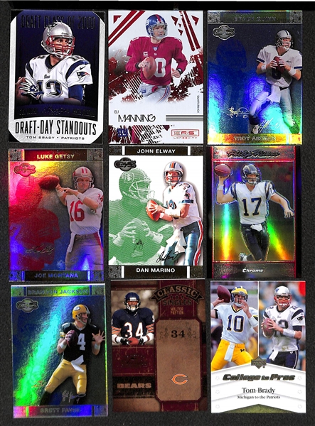 Lot of Approx. 400 Football Star & Insert Cards w. Brady & Manning
