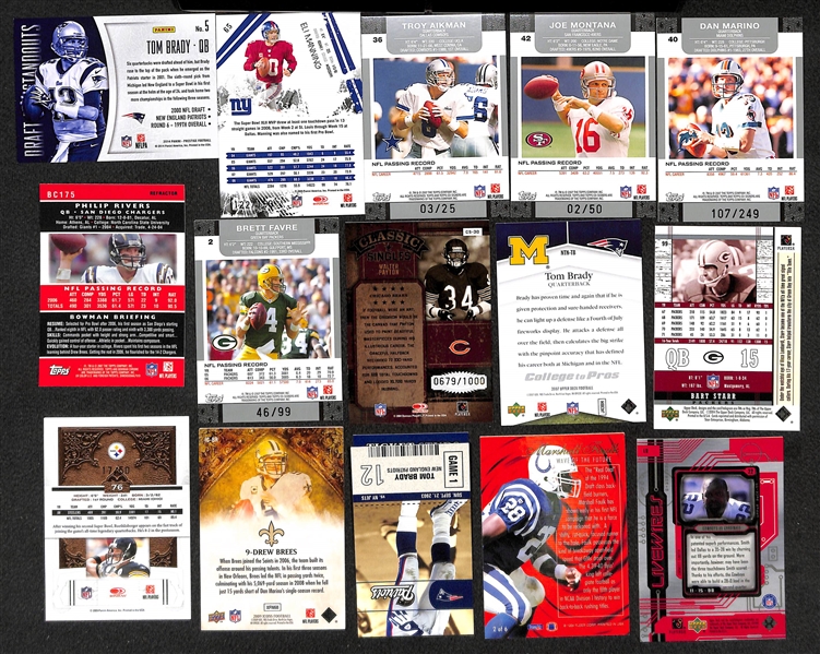 Lot of Approx. 400 Football Star & Insert Cards w. Brady & Manning