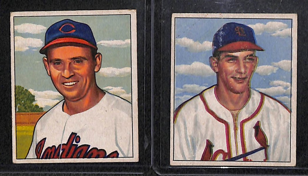 Lot of 2 - 1950 Bowman Baseball & 7 - 1952 Topps Baseball w. Slaughter