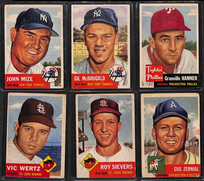 Lot of 53 - 1953 Topps Baseball Cards w. Johnny Mize