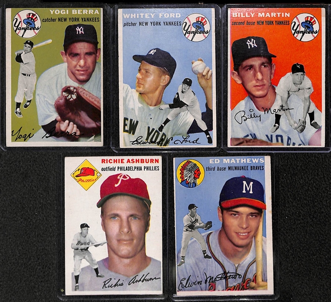 Lot of 60 - 1954 Topps Baseball Cards w. Yogi Berra