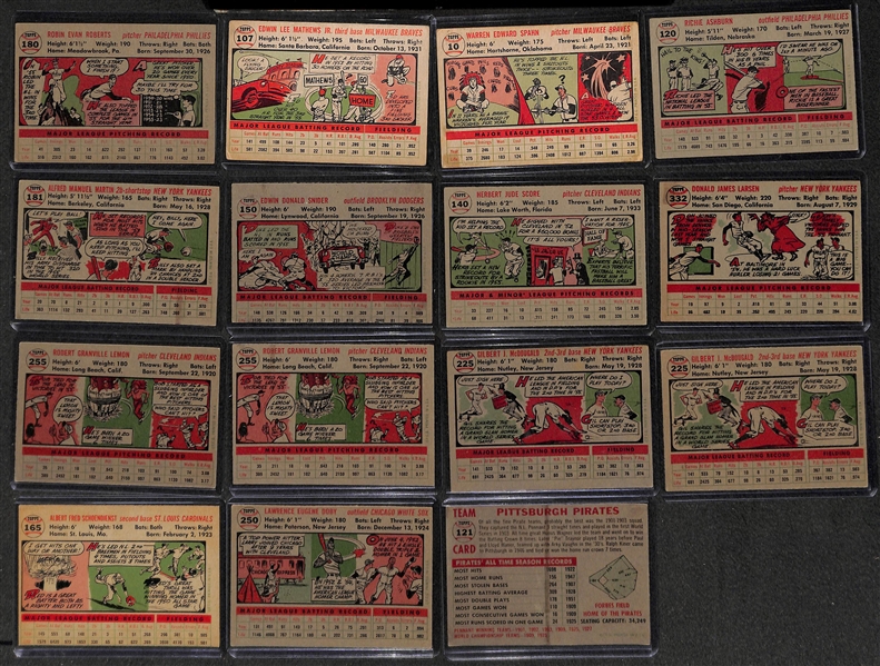 Lot of 150 - 1956 Topps Baseball Cards w. Robin Roberts