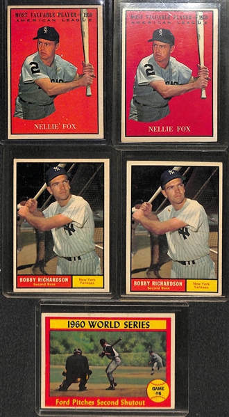 Lot of 225+ 1961 Topps Baseball Cards w. Bob Gibson