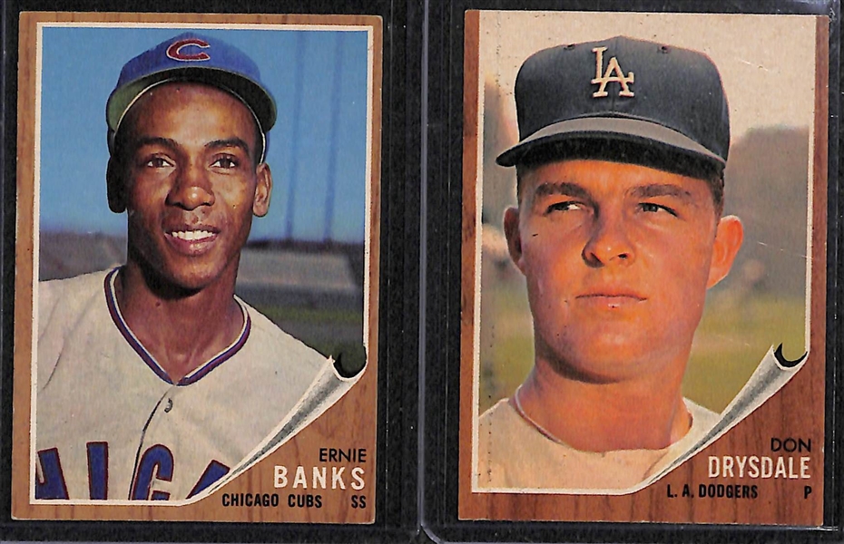 Lot of 500+ 1962 Topps Baseball Cards w. Ernie Banks