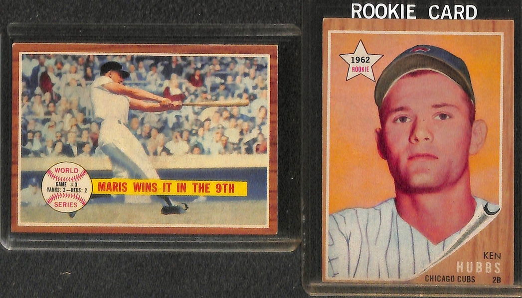 Lot of 500+ 1962 Topps Baseball Cards w. Ernie Banks