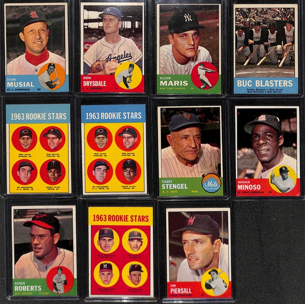 Lot of 80 - 1963 Topps Baseball Cards w. Stan Musial