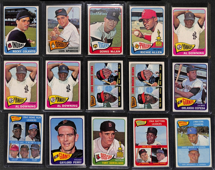 Lot of Approximately 300 - 1965 Topps Baseball Cards w. Carl Yastrzemski