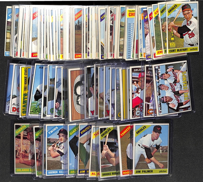 Lot of 95 - 1966 & 25 - 1967 Topps Baseball Cards w. 1966 Jim Palmer Rookie Card
