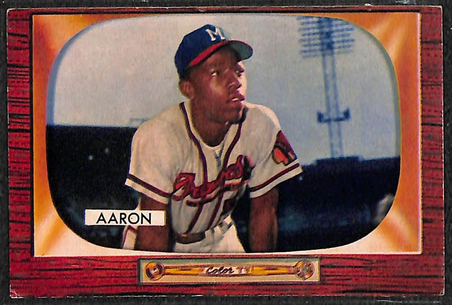 Lot of 2 Hank Aaron Cards - 1955 Bowman & 1956 Topps