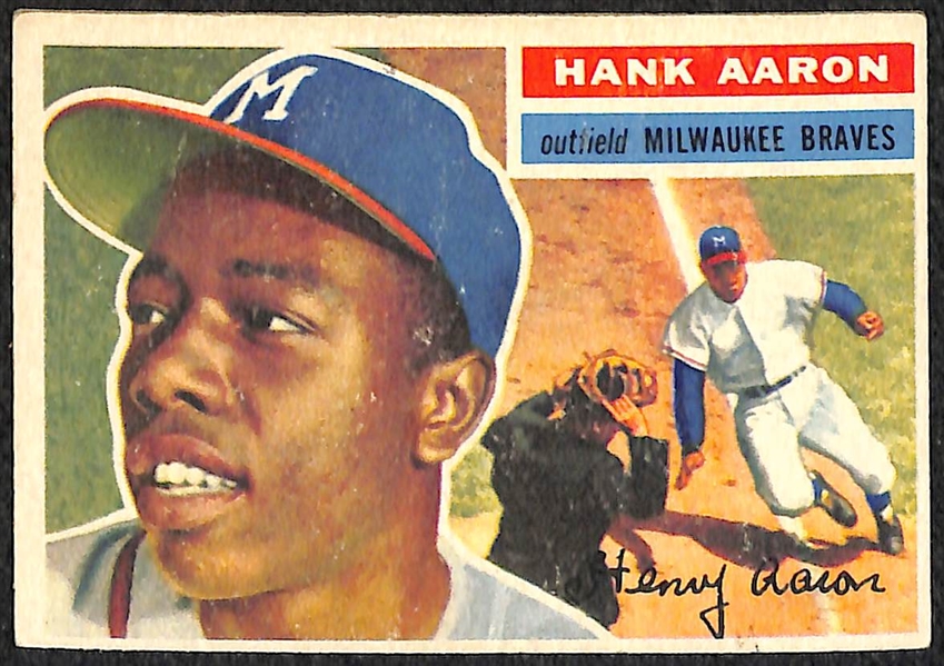 Lot of 2 Hank Aaron Cards - 1955 Bowman & 1956 Topps