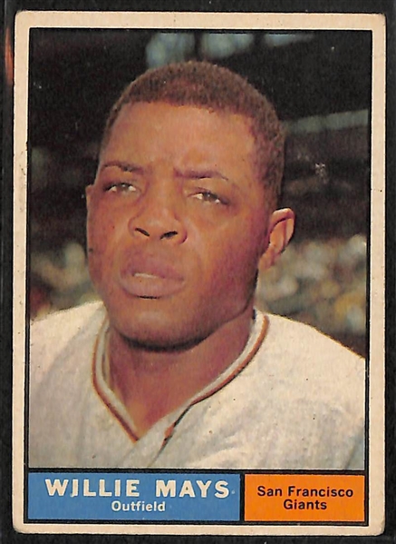 Lot of 3 - 1961 Topps Baseball Cards w. Willie Mays