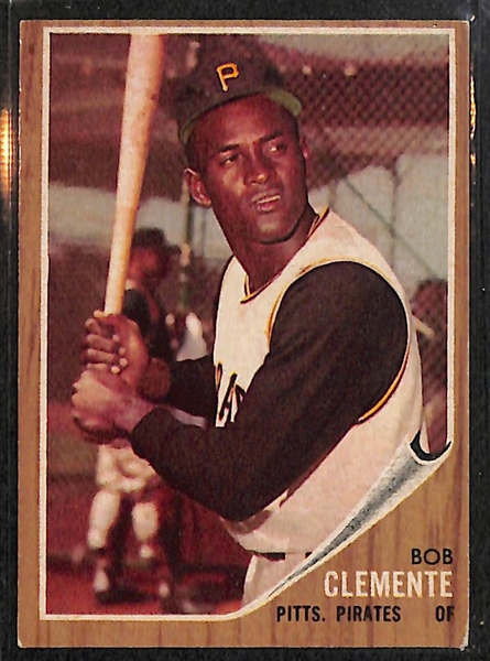 Lot of 4 - 1962 Topps Baseball Cards w. Roberto Clemente