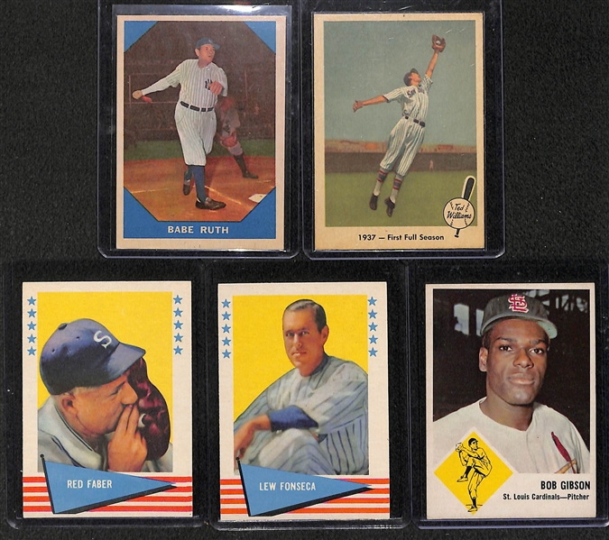 Lot of 5 - 1959-63 Fleer Baseball Cards w. 1960 Babe Ruth