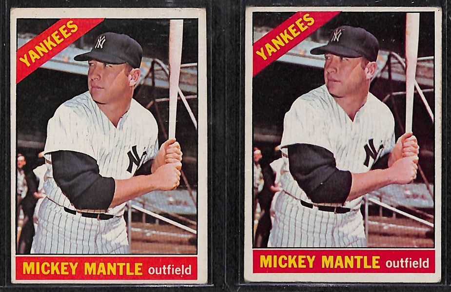 Lot of 2 - 1966 Topps Mickey Mantle Cards #50