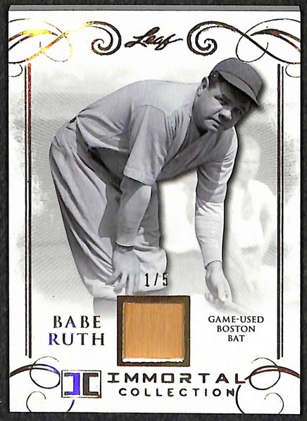 2017 Leaf Immortal Collection Babe Ruth Game Used Red Sox Bat Card #1/5 
