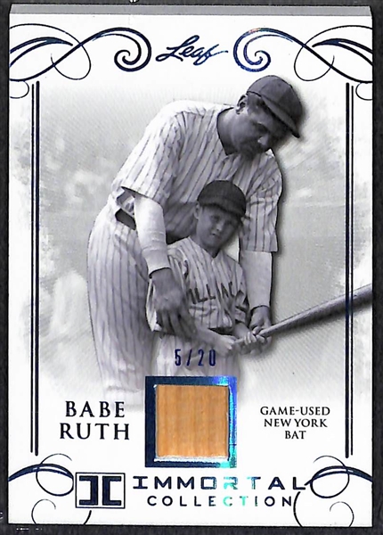 Lot of (3) 2017 Leaf Immortal Collection Babe Ruth Game Used Yankees Bat Cards - Each Numbered to 20 