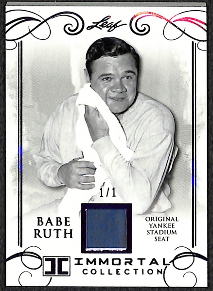 2017 Leaf Immortal Collection Babe Ruth Original Yankee Stadium Seat Card - Numbered 1/1