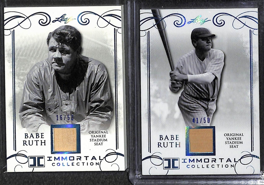 Lot of (10) 2017 Leaf Immortal Collection Babe Ruth Original Yankee Stadium Seat Cards - Numbered to 10, 20, or 50
