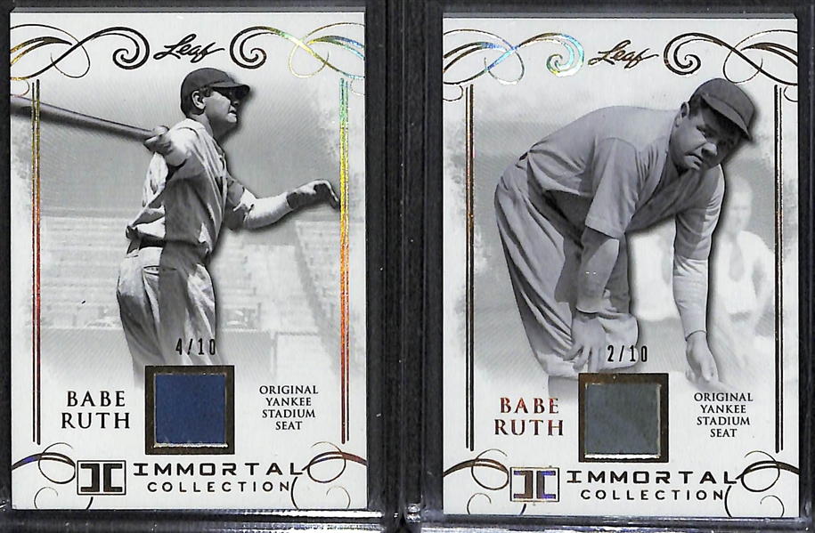 Lot of (10) 2017 Leaf Immortal Collection Babe Ruth Original Yankee Stadium Seat Cards - Numbered to 10, 20, or 50