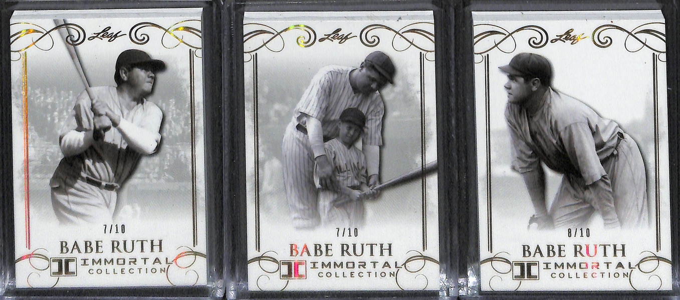 Lot of (7) 2017 Leaf Immortal Collection Babe Ruth Cards - Each Numbered to 10