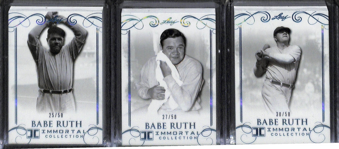 Lot of (13) 2017 Leaf Immortal Collection Babe Ruth Cards - Each Numbered to 20 or 50