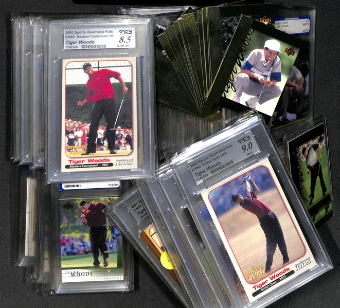 Lot of 130+ Tiger Woods Cards (including 36 Graded) w. Rookie Cards