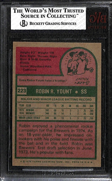 1975 Topps #223 Robin Yount Rookie Graded BVG 8 (NM-MT)