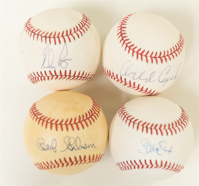 Lot of 4 Signed Baseballs - Gibson, Cepeda, N. Ryan, & Sax