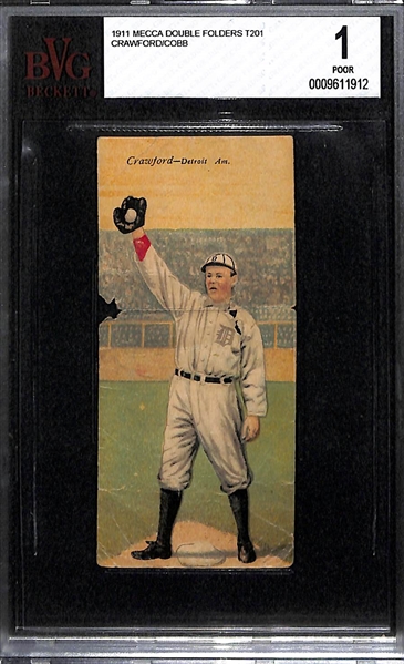 1911 Mecca Double Folder T201 - Ty Cobb and Crawford Graded BVG 1.0