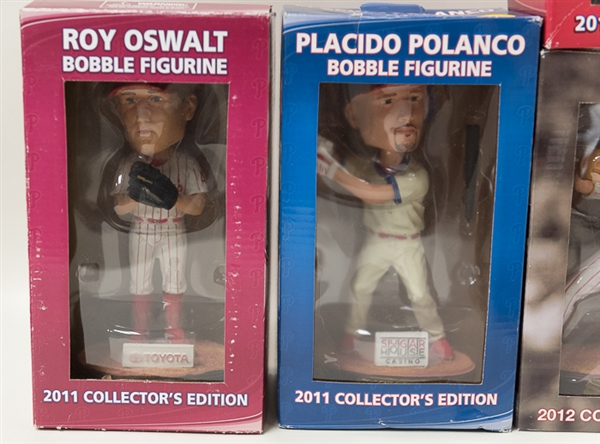 Philadelphia Phillies Collectible Lot with 5 Bobble Heads & Steve Carlton Signed Hat