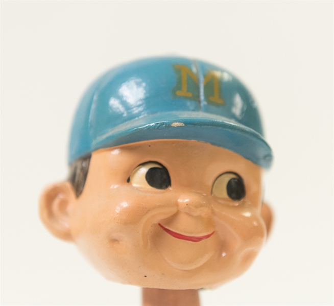 Early 1970s Milwaukee Brewers Bobble Head with Round Gold Base